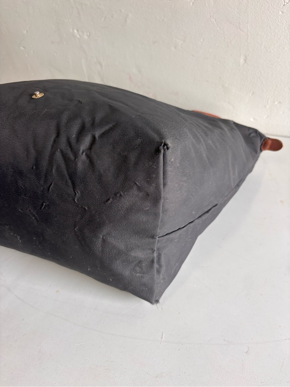 Longchamp Black Nylon Tote with Brown Leather Trim - Picture 8 of 12